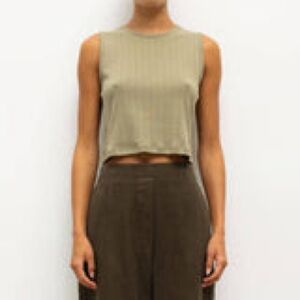 LESET Pointelle Crew Tank Cypress | NWOT
